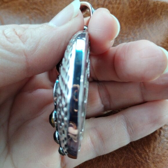 Stunning Pendant Silver Tone Base with Black Gradual Faceted Crystals on Top ~2' - Picture 6 of 9